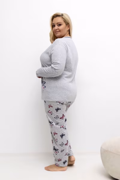 Piżama Damska Plus Size Model DU-PI-FP-504.17 Grey - Forever Pink — zdjęcie 3