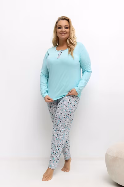 Piżama Damska Plus Size Model DU-KN-FP-502.97 Mint - Forever Pink — zdjęcie 1
