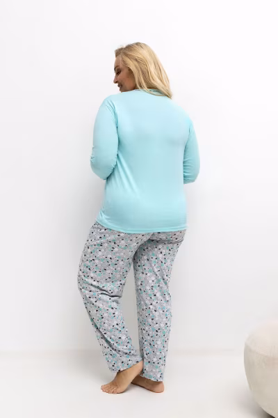 Piżama Damska Plus Size Model DU-KN-FP-502.97 Mint - Forever Pink — zdjęcie 3