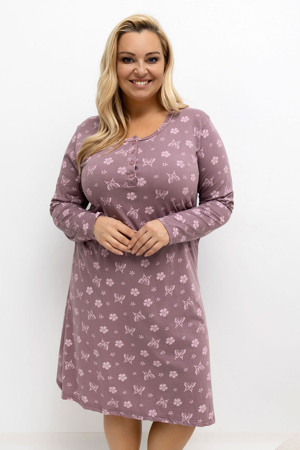 Koszula Nocna Plus Size Model DU-KN-FP-603.15P Dark Pink - Forever Pink