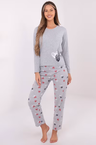 Piżama Damska Model DU-PI-FP-009.84 Grey - Forever Pink — zdjęcie 1