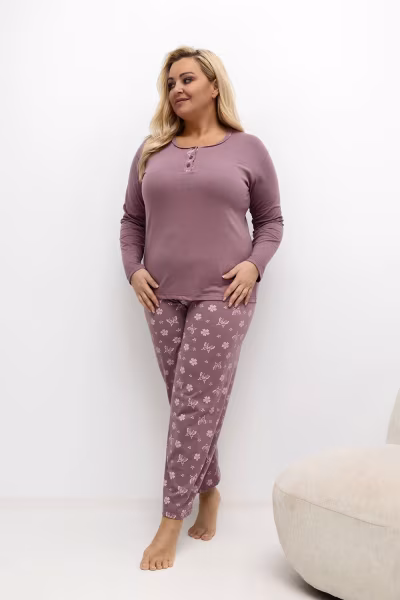 Piżama Damska Plus Size Model DU-PI-FP-500.25 Dark Pink - Forever Pink — zdjęcie 1