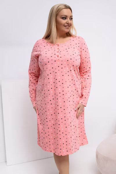 Koszula Nocna Plus Size Model DU-KN-FP-607.04P-brzoskwiniowy - Forever Pink — zdjęcie 1