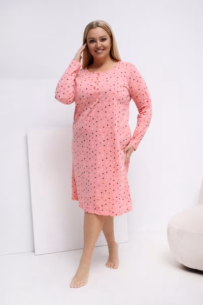 Koszula Nocna Plus Size Model DU-KN-FP-607.04P-brzoskwiniowy - Forever Pink — zdjęcie 2