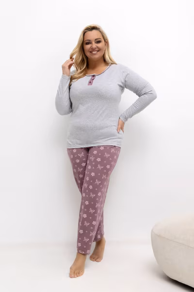 Piżama Damska Plus Size Model DU-PI-FP-500.25 Grey - Forever Pink — zdjęcie 1