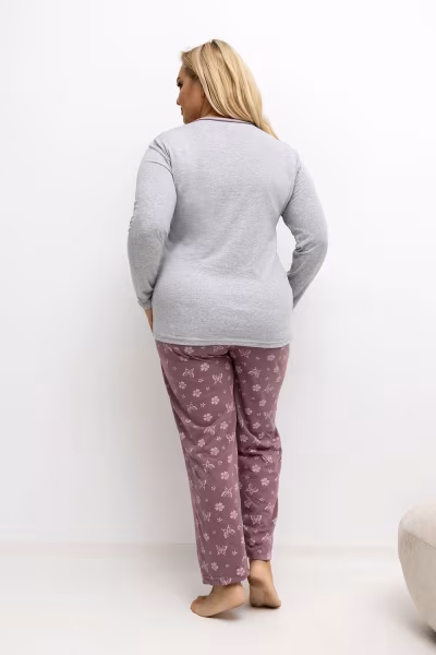 Piżama Damska Plus Size Model DU-PI-FP-500.25 Grey - Forever Pink — zdjęcie 2