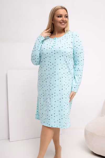 Koszula Nocna Plus Size Model DU-KN-FP-607.04P Mint - Forever Pink — zdjęcie 1
