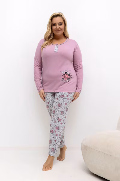 Piżama Damska Plus Size Model DU-PI-FP-506.56 Dark Pink - Forever Pink — zdjęcie 1
