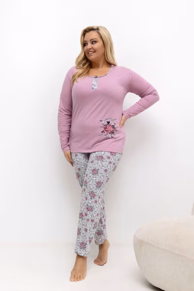 Piżama Damska Plus Size Model DU-PI-FP-506.56 Dark Pink - Forever Pink — zdjęcie 2