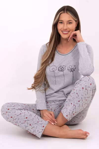 Piżama Damska Model DU-PI-FP-003.99P Grey - Forever Pink — zdjęcie 1