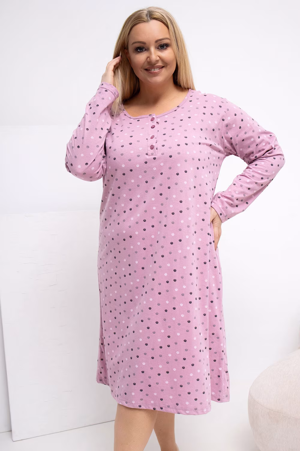 Koszula Nocna Plus Size Model DU-KN-FP-607.04P Dark Pink - Forever Pink