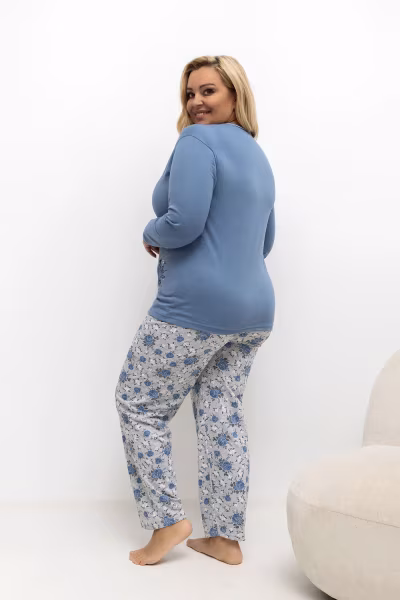 Piżama Damska Plus Size Model DU-PI-FP-506.56 Blue - Forever Pink — zdjęcie 2