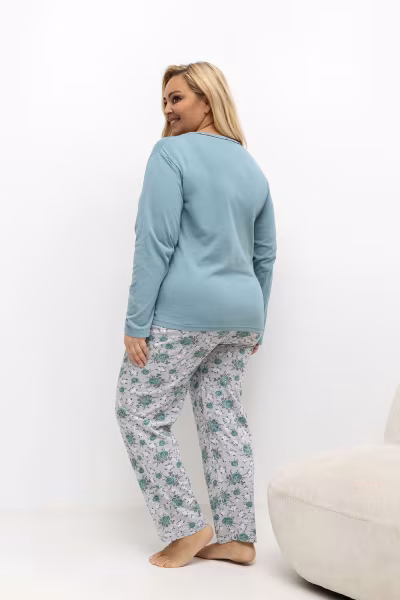 Piżama Damska Plus Size Model DU-PI-FP-506.56 Dark Mint - Forever Pink — zdjęcie 2