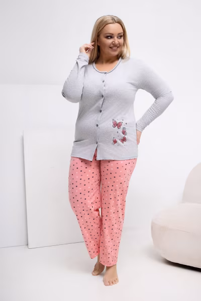 Piżama Damska Plus Size Model DU-PI-FP-509.99P Grey - Forever Pink — zdjęcie 1