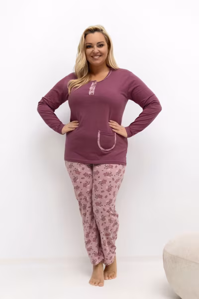 Piżama Damska Plus Size Model DU-PI-FP-508.57 Dark Pink - Forever Pink — zdjęcie 3