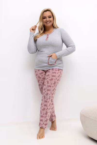 Piżama Damska Plus Size Model DU-PI-FP-508.57 Grey - Forever Pink — zdjęcie 1