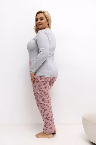 Piżama Damska Plus Size Model DU-PI-FP-508.57 Grey - Forever Pink — zdjęcie 2