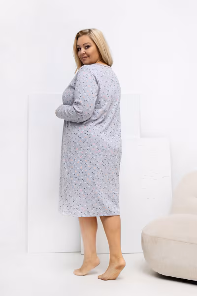 Koszula Nocna Plus Size Model DU-KN-FP-602.15 Grey - Forever Pink — zdjęcie 3