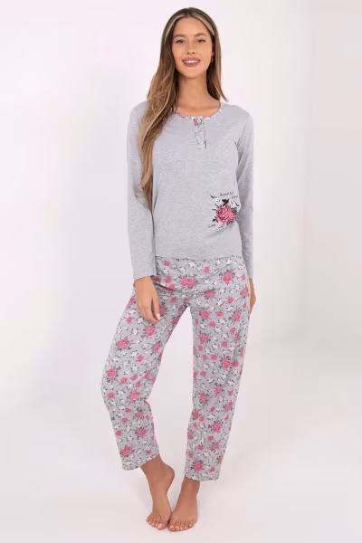 Piżama Damska Model DU-PI-FP-006.02 Grey - Forever Pink — zdjęcie 3