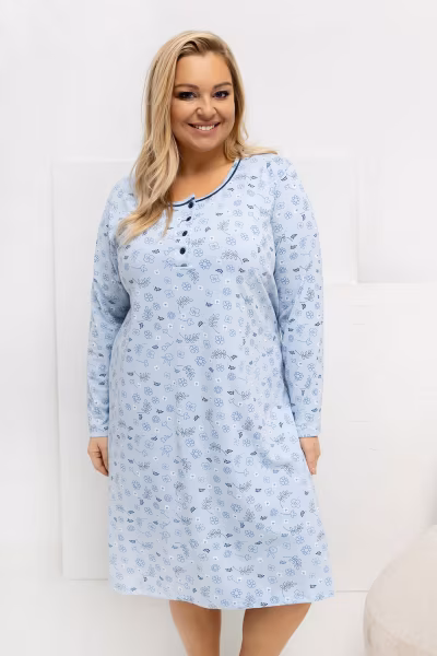 Koszula Nocna Plus Size Model DU-KN-FP-604.10 Light Blue - Forever Pink — zdjęcie 1