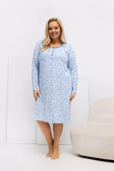 Koszula Nocna Plus Size Model DU-KN-FP-604.10 Light Blue - Forever Pink — zdjęcie 2