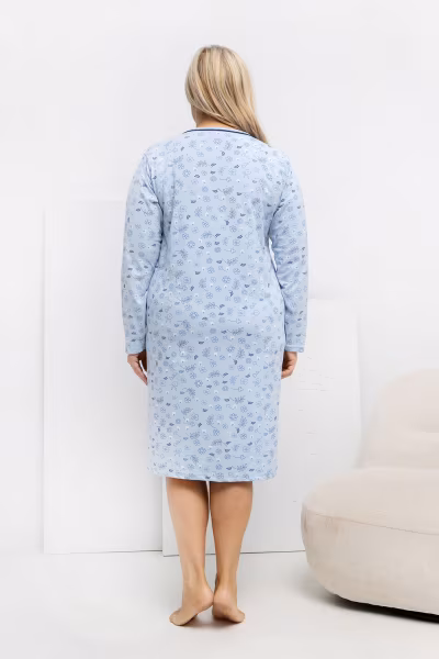 Koszula Nocna Plus Size Model DU-KN-FP-604.10 Light Blue - Forever Pink — zdjęcie 3