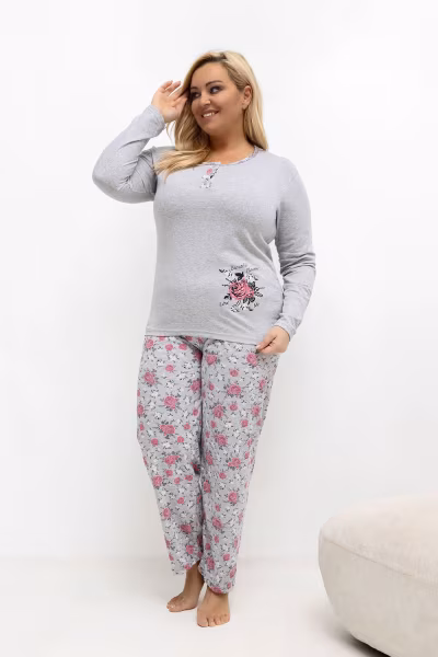 Piżama Damska Plus Size Model DU-PI-FP-503.47 Grey - Forever Pink — zdjęcie 1
