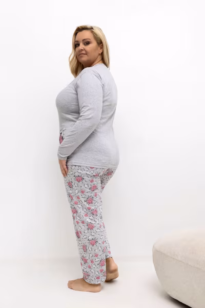 Piżama Damska Plus Size Model DU-PI-FP-503.47 Grey - Forever Pink — zdjęcie 2