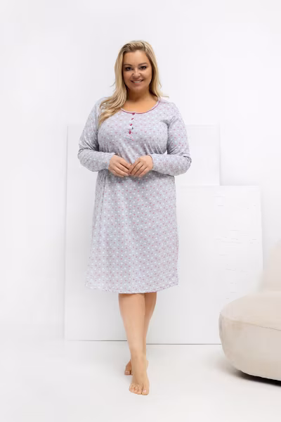 Koszula Nocna Plus Size Model DU-KN-FP-605.69 Grey - Forever Pink — zdjęcie 2
