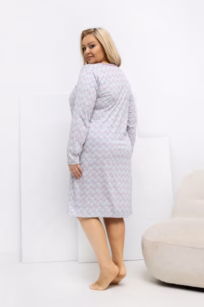 Koszula Nocna Plus Size Model DU-KN-FP-605.69 Grey - Forever Pink — zdjęcie 3
