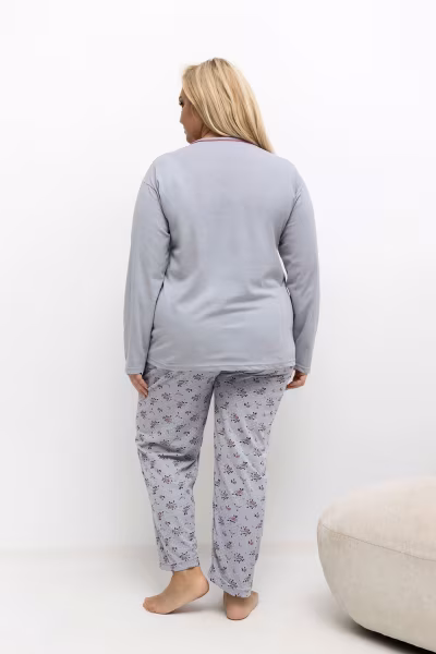 Piżama Damska Plus Size Model DU-PI-FP-501.22 Grey - Forever Pink — zdjęcie 3