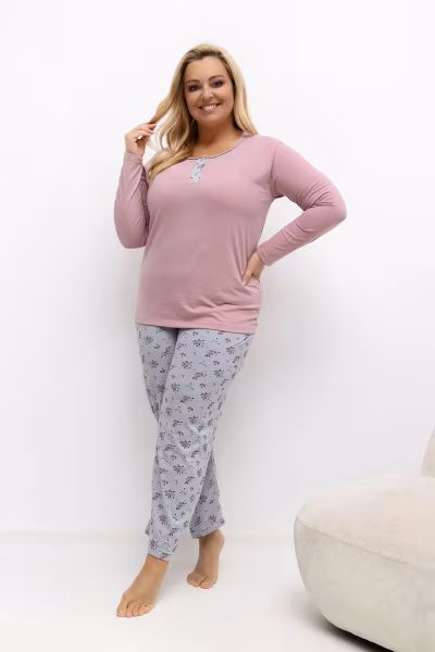 Piżama Damska Plus Size Model DU-PI-FP-501.22 Dark Pink - Forever Pink — zdjęcie 1
