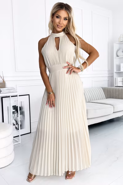 Sukienka Model 484-1 Beige - Numoco — zdjęcie 1