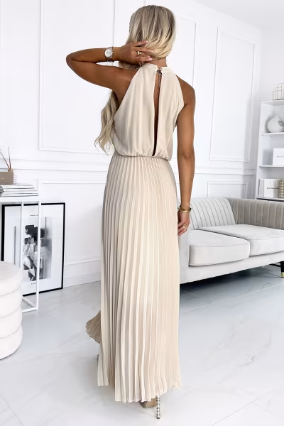 Sukienka Model 484-1 Beige - Numoco — zdjęcie 2