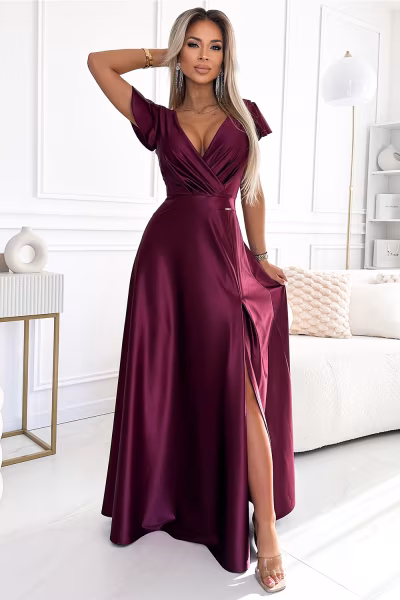 Sukienka Model Crystal 411-10 Bordo - Numoco — zdjęcie 1