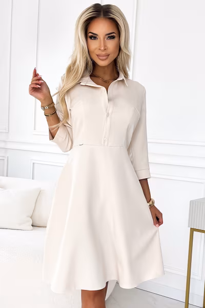 Sukienka Model Sandy 286-7 Beige - Numoco — zdjęcie 1