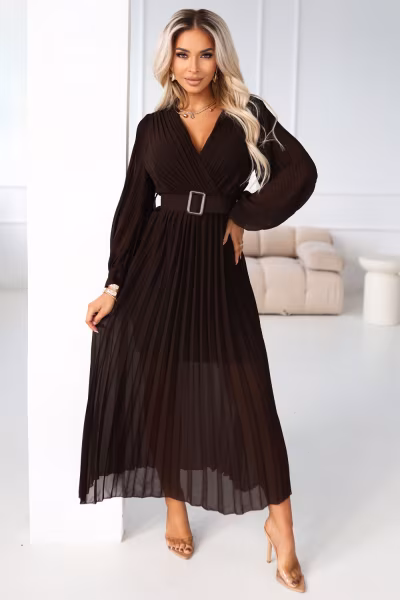 Sukienka Model Klara 414-11 Czekolada - Numoco — zdjęcie 1