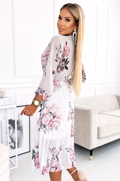Sukienka Model 449-6 Carla Rose/White - Numoco — zdjęcie 3