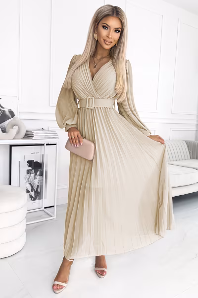 Sukienka Model 414-8 Klara Beige - Numoco — zdjęcie 1