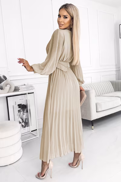 Sukienka Model 414-8 Klara Beige - Numoco — zdjęcie 2