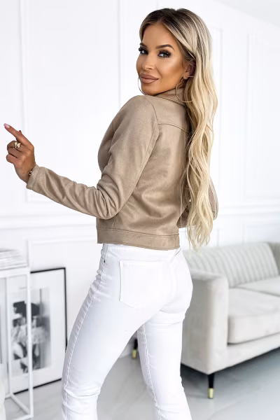Kurtka Damska Model 481-1 Beige - Numoco — zdjęcie 3