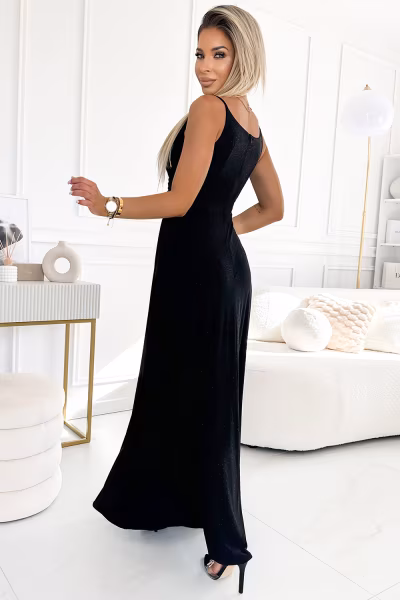 Sukienka Model Chiara 299-18 Black Brokat - Numoco — zdjęcie 2