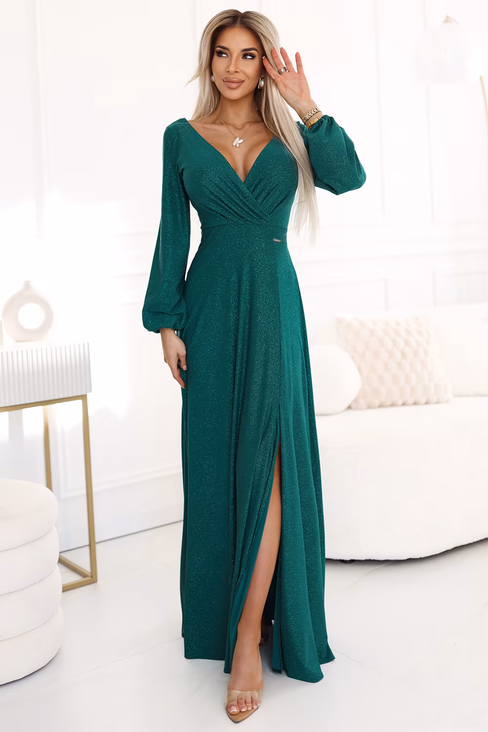 Sukienka Model Nela 572-4 Bottle Green Brokat - Numoco