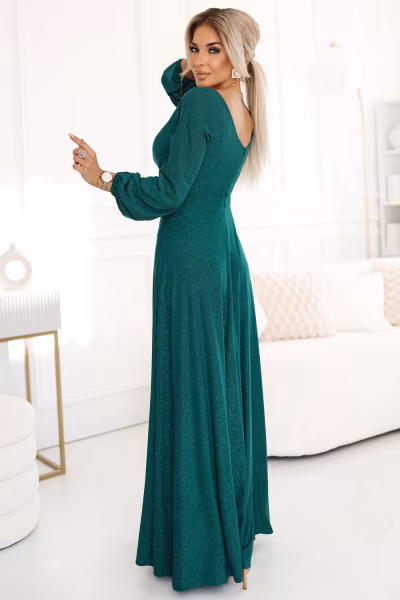 Sukienka Model Nela 572-4 Bottle Green Brokat - Numoco — zdjęcie 2