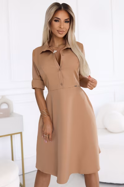 Sukienka Model Sandy 286-8 Mocha Mousse - Numoco — zdjęcie 1