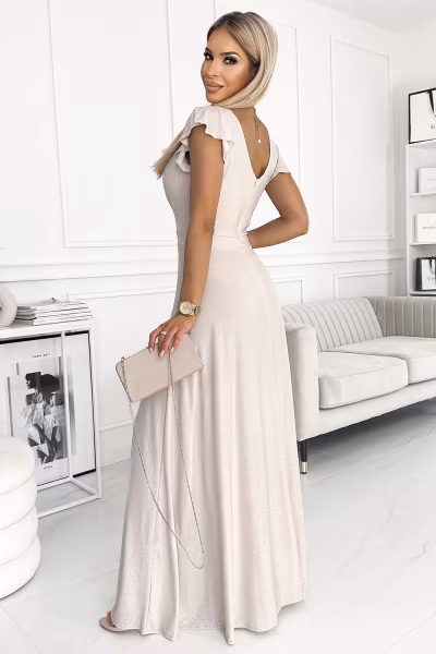 Sukienka Model Crystal 411-4 Beige - Numoco — zdjęcie 2