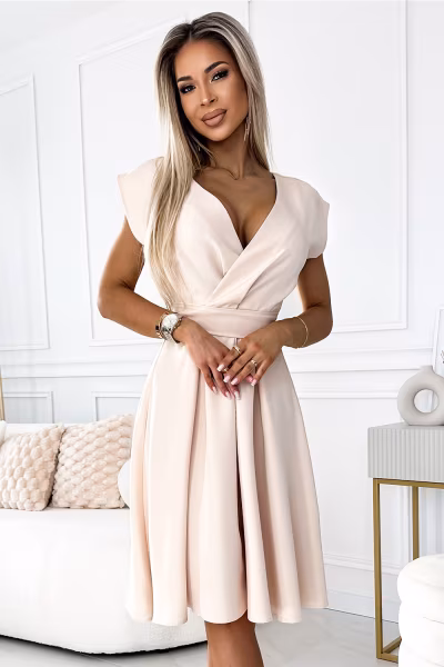 Sukienka Model Scarlett 348-7 Beige - Numoco — zdjęcie 2