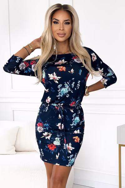 Sukienka Model 13-160 Flowers/Navy - Numoco — zdjęcie 1