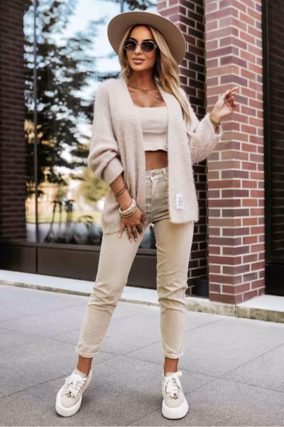Sweter  Kardigan Model 631-1 Beige - Numoco — zdjęcie 2