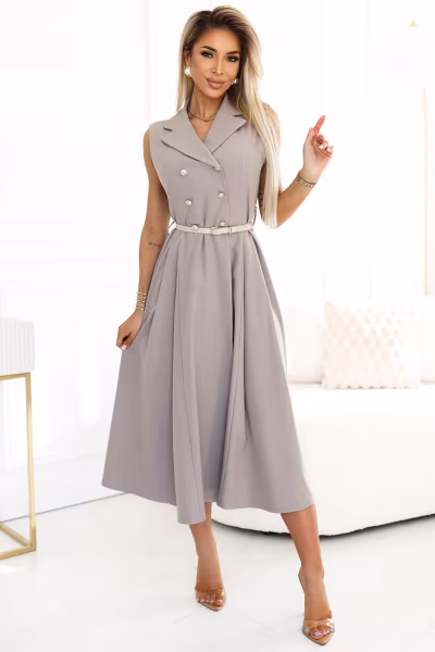 Sukienka Model 596-2 Grey Beige - Numoco — zdjęcie 1